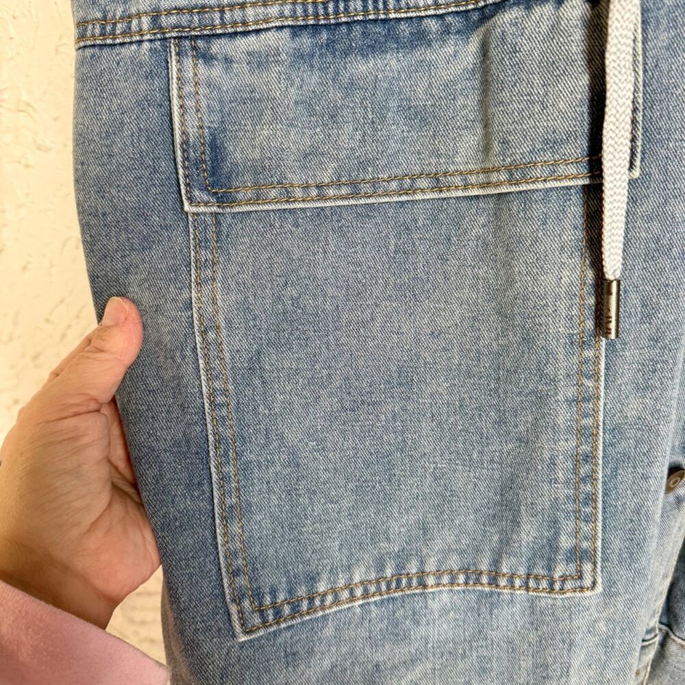 Denim Vest with Gray Hood Great for layering - Picture 5 of 6